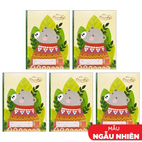 Combo 5 Vở Class Friendly Animal - 4 Ô Ly 96 Trang ĐL 100g/m2 - Hồng Hà 0419 (Mẫu Màu Giao Ngẫu Nhiên)