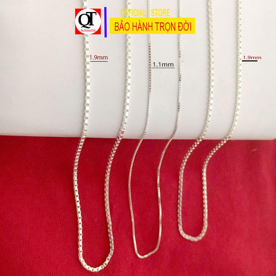 Dây chuyền nữ bạc ta mặt dây nữ thiết kế đơn giản gắn đá kim cương nhân tạo 8ly trang sức Bạc Quang Thản.
