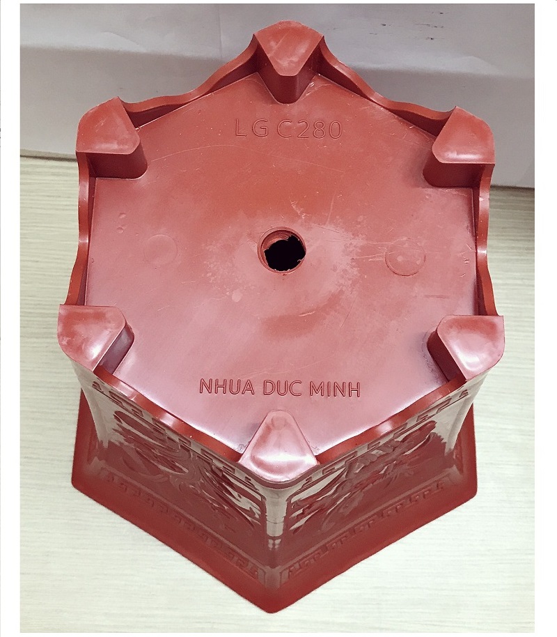 3 Chậu Nhựa Trồng Hoa, Cây Cảnh Lục Giác LGC280 Màu Đỏ