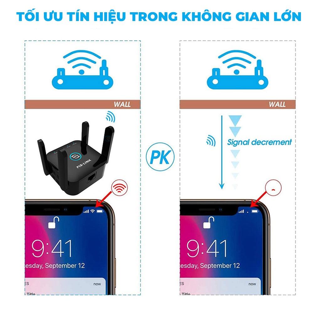 Bộ kích sóng Wifi 5G PIX-LINK LV-AC24 Pro tần số kép AC1200M mở rộng vùng phủ sóng thêm 50m, cực khỏe - hàng chính hãng