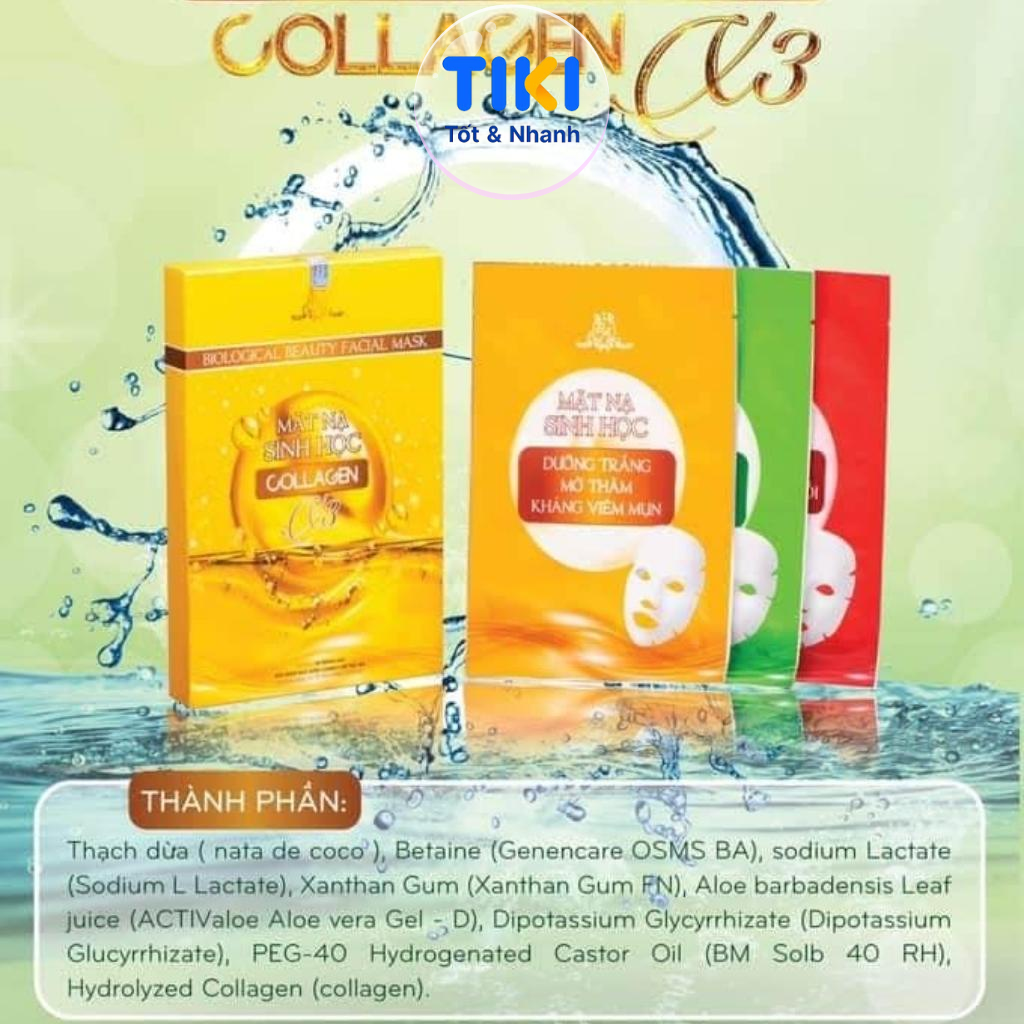 Mặt Nạ Sinh Học Collagen X3 Mặt Nạ Cấp Ẩm Dưỡng Da Căng Bóng Mỹ Phẩm Đông Anh Chính Hãng Hộp 5 Miếng
