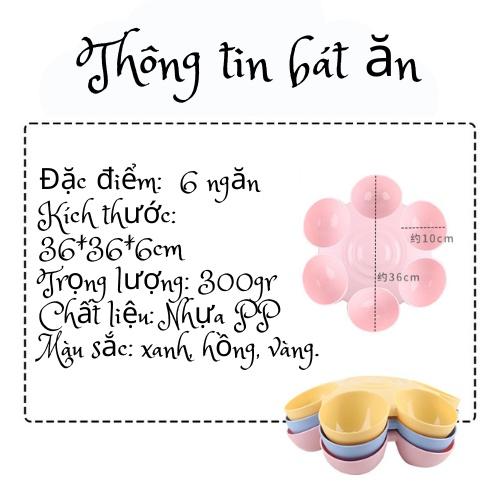 Bát ăn chia ngăn chó mèo- bát tập ăn chó mèo con- bát ăn hình bông hoa cao cấp 6 ngăn thông minh
