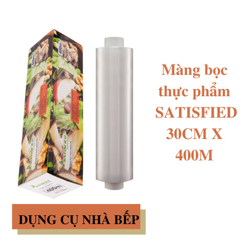 MÀNG BỌC THỰC PHẨM SATISFIED 30 CM X 400M - DÙNG ĐƯỢC CHO LÒ VI SÓNG - KHÔNG CHỨA CHẤT PHỤ GIA ĐỘC HẠI- SẢN XUẤT CHUẨN SỐ MÉT- AN TOÀN CHO NGƯỜI TIÊU DÙNG