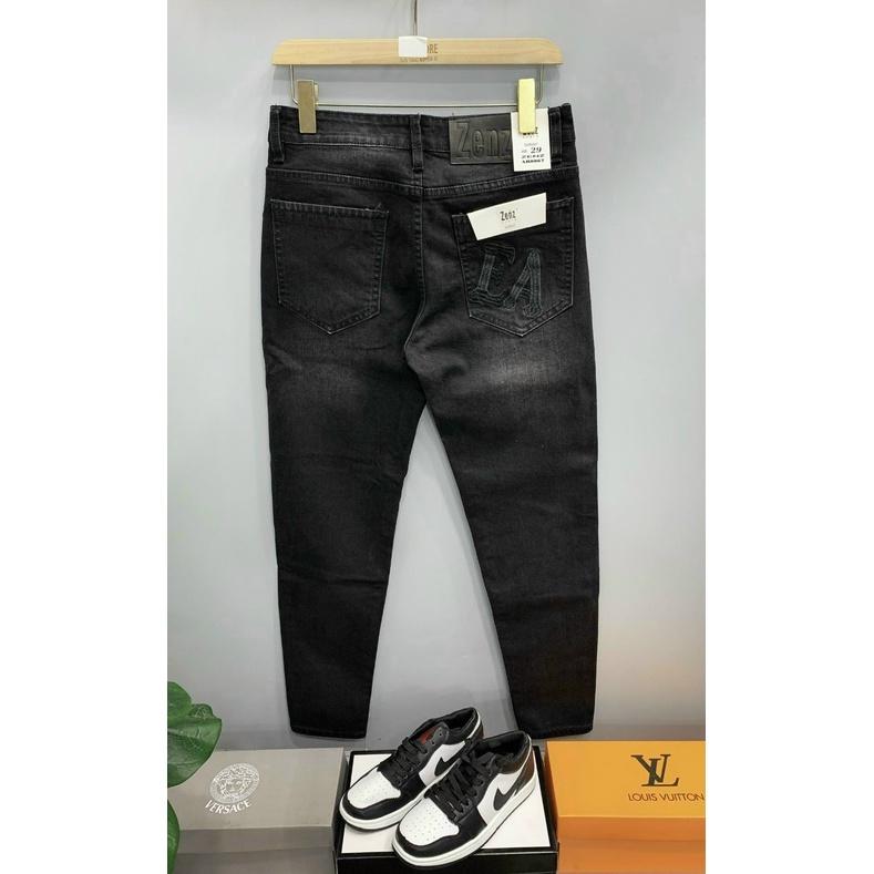 Quần bò nam cao cấp màu đen chữ túi siêu chất jean co giãn tốt