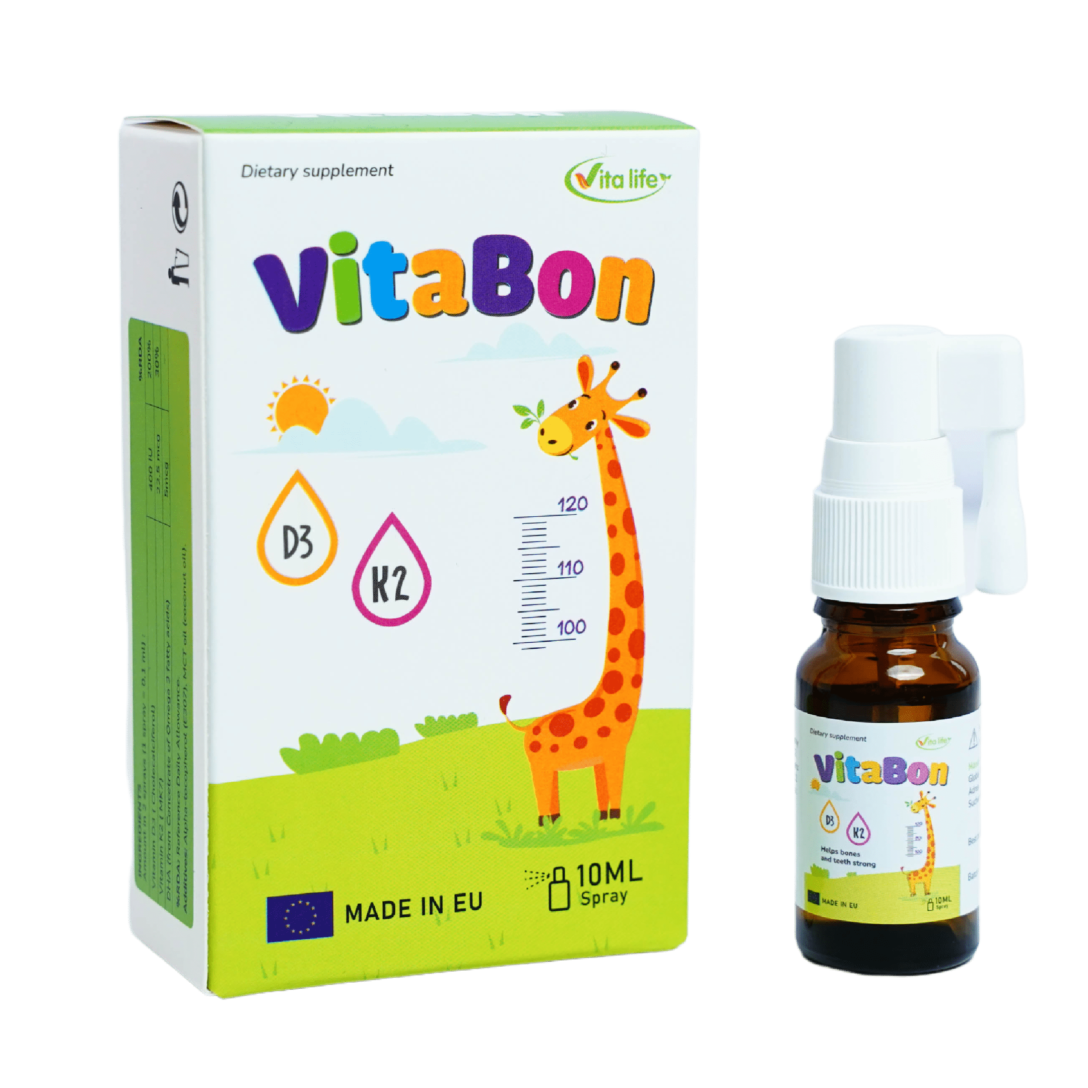 Vitamin VITABON D3 K2 + DHA dạng Xịt, Giúp tăng chiều cao, Bổ Sung Canxi, Giúp xương chắc khoẻ - Nhập khẩu Ba Lan