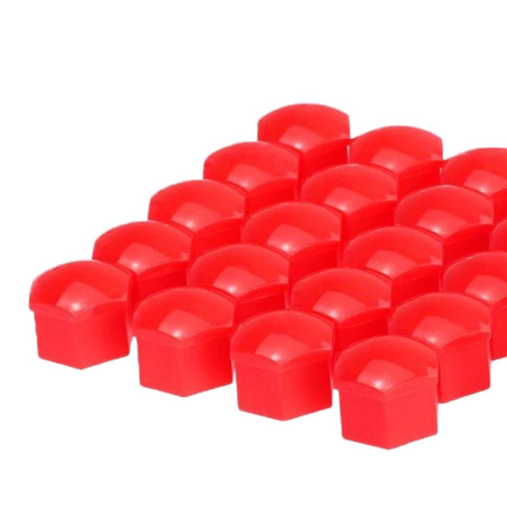 20pcs Universal 19mm Wheel Nut Covers Lug Nut Caps Screw Protector Red