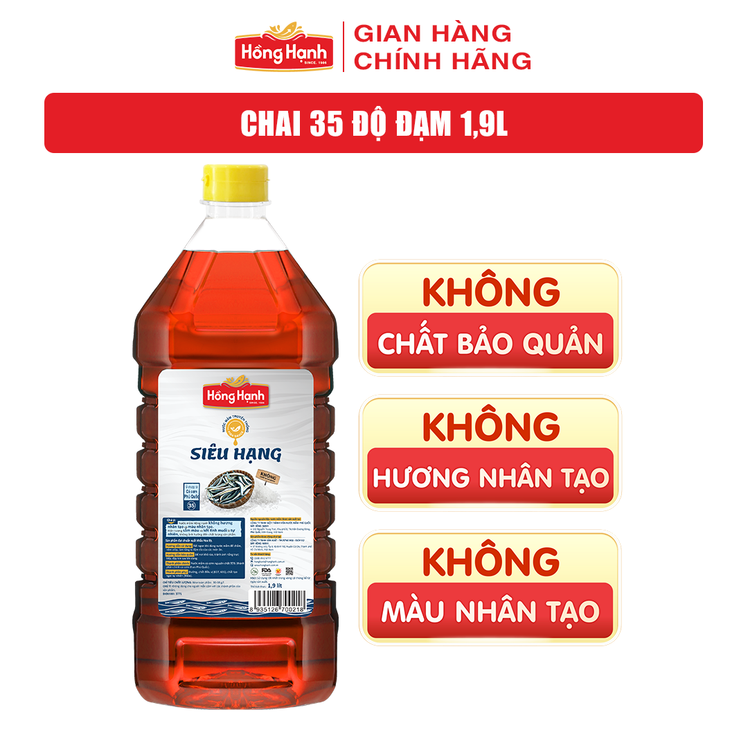 [COMBO TIẾT KIỆM] Nước mắm truyền thống Phú Quốc Hồng Hạnh Cốt Nhỉ 40 độ đạm 500ml + Siêu Hạng 35 độ đạm 1,9 lít.