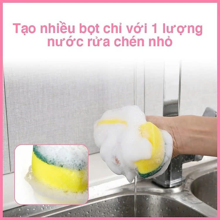 COMBO 2 Miếng Bọt Biển Rửa Chén 2 Mặt, Mút Xốp Rửa Bát Đa Năng