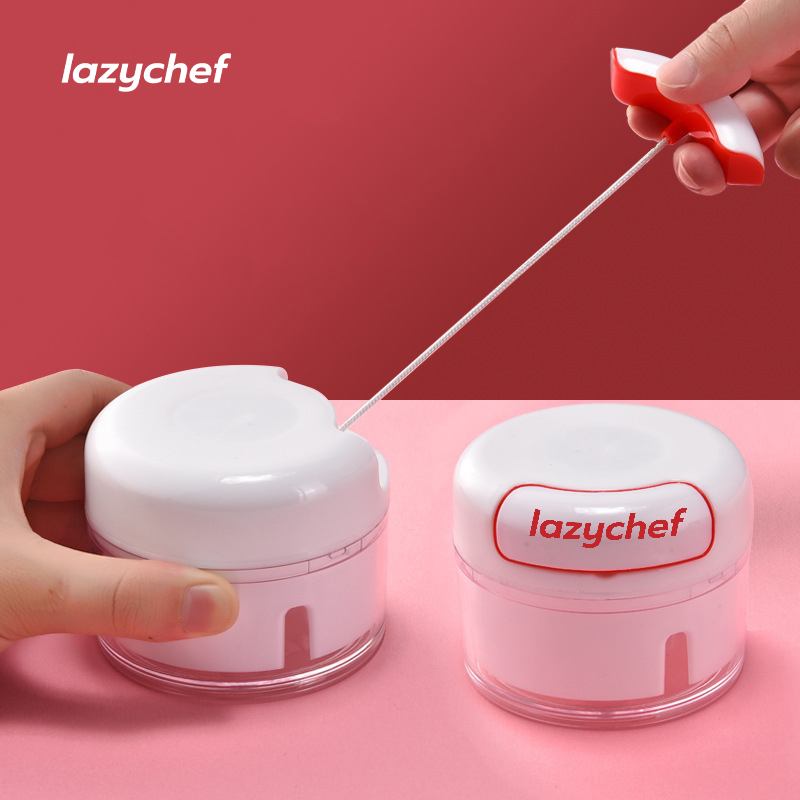 Dụng Cụ Xay Tỏi Ớt Lazychef Kéo Tay Tiện Dụng 2 Lưỡi Xay Thép Không Gỉ Sử Dụng Đơn Giản