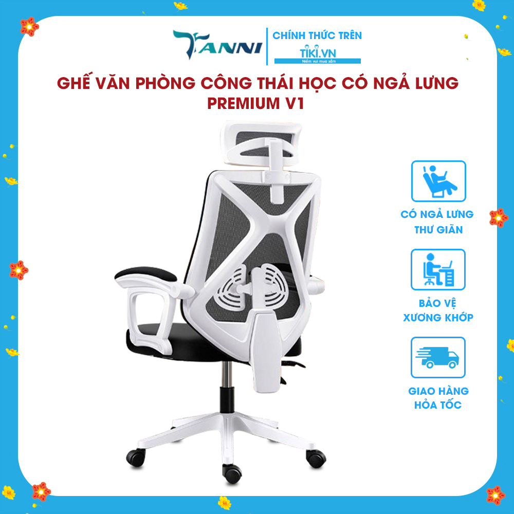 Ghế Xoay Văn Phòng Công Thái Học Có Ngả Lưng Premium V1 , Ghế Xoay Ngồi Làm Việc Ergonomic Cao Cấp Nhập Khẩu