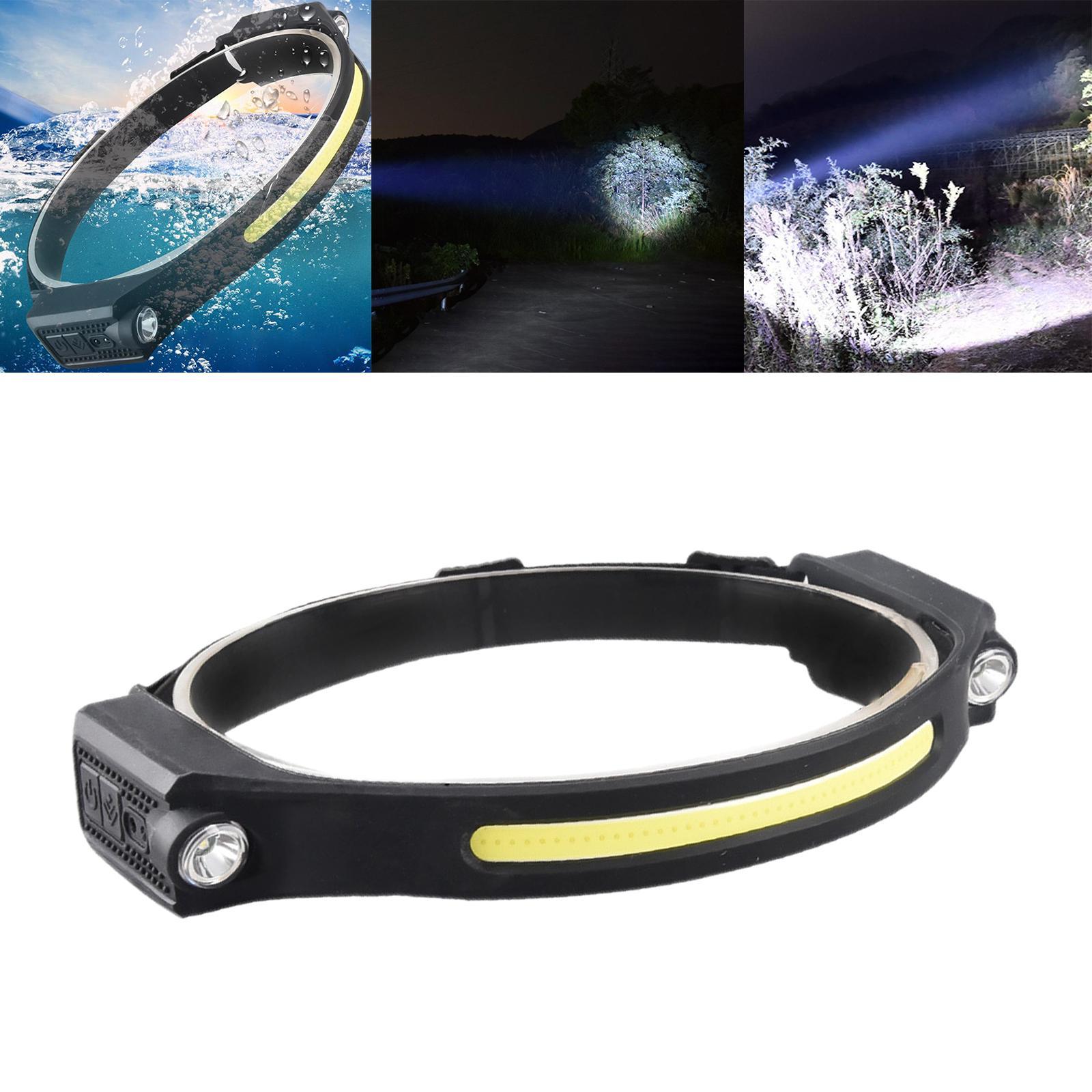 USB Rechargeable Sensor Headlight COB  Flashlight for Hiking Fishing