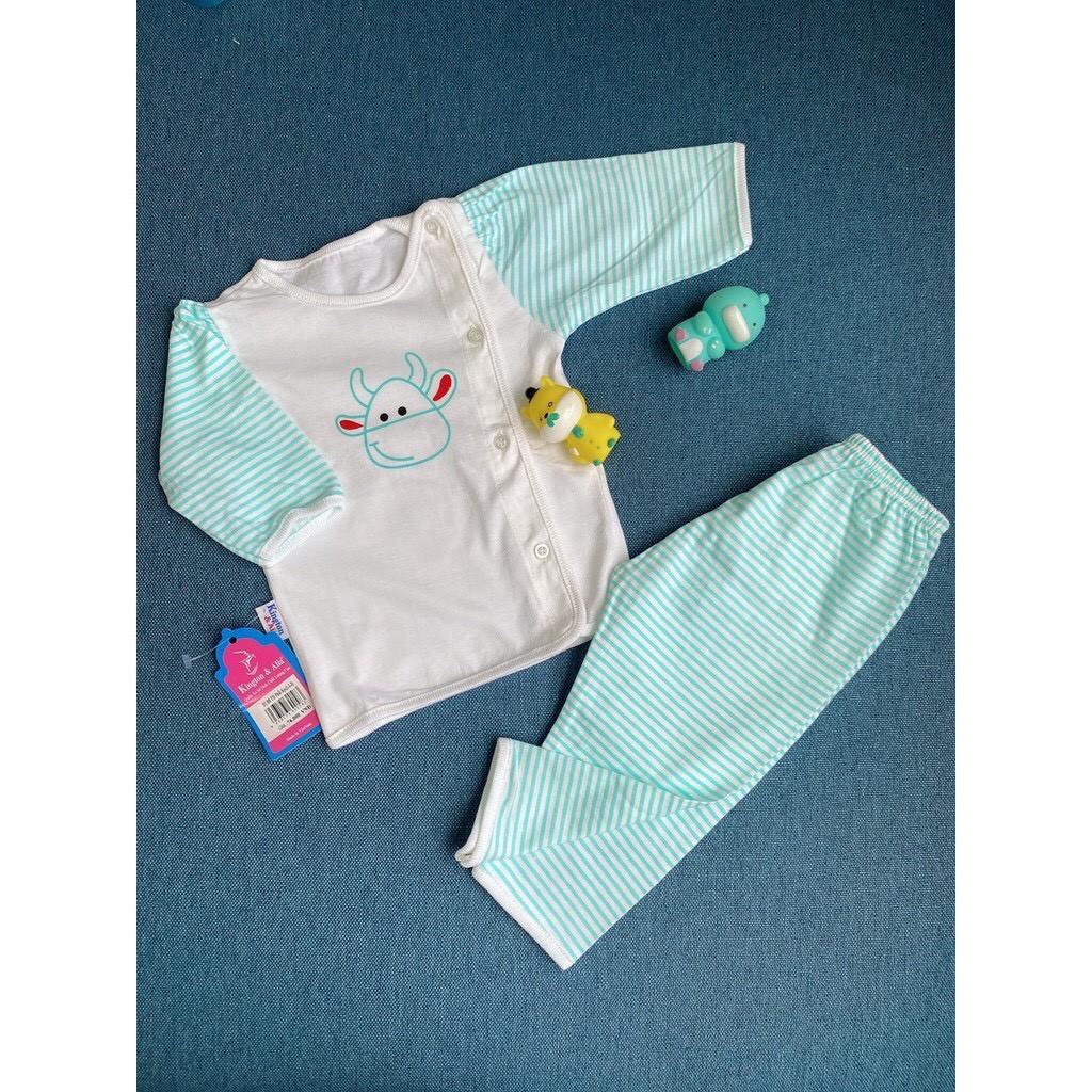 Bộ dài tay cotton cài vai cho bé sơ sinh, bộ sơ sinh cho bé gái