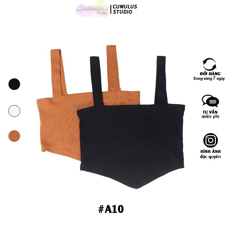 Áo croptop hai dây bản to Cumulus chất thun gân A10