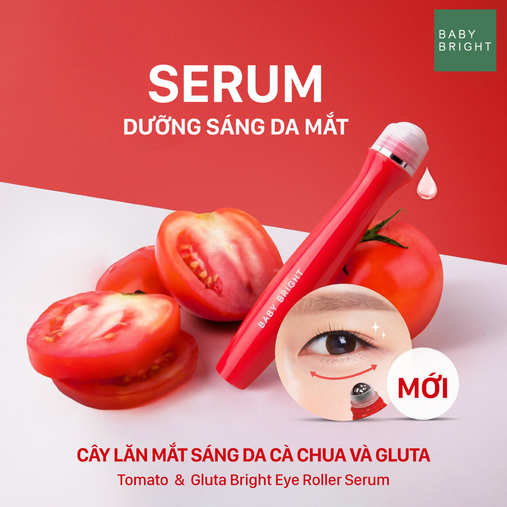 Cây Lăn Mắt Dưỡng Sáng Da Tomato &amp; Gluta Baby Bright Eye Roller Serum 15ml