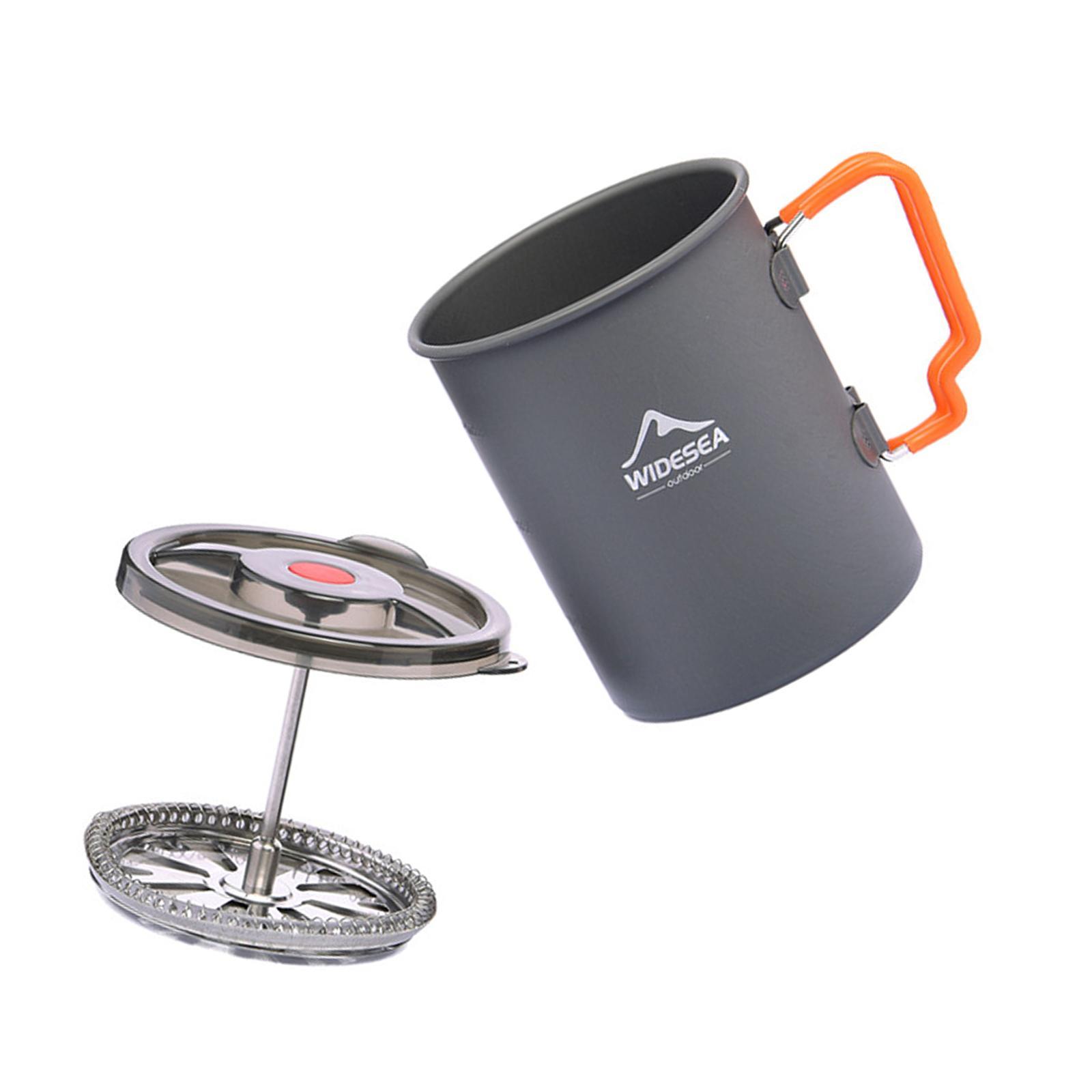 750ml Camping Coffee Pot Camp Cooking Pot with Filter Mesh for Picnic