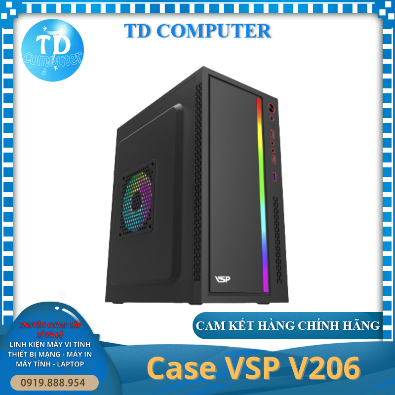 Vỏ máy tính Case VSP V206 ~ LED (M-ATX/Mini-ITX) không FAN - Hàng chính hãng TECH VISION phân phối