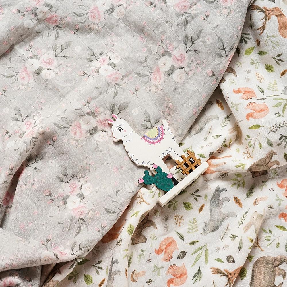 Happyflute Sơ Sinh Muslin Đầm Tre Cotton Chăn Thú Bông Cao Cấp Mềm Mại Cho Bé Bọc Với Kỹ Thuật Số In