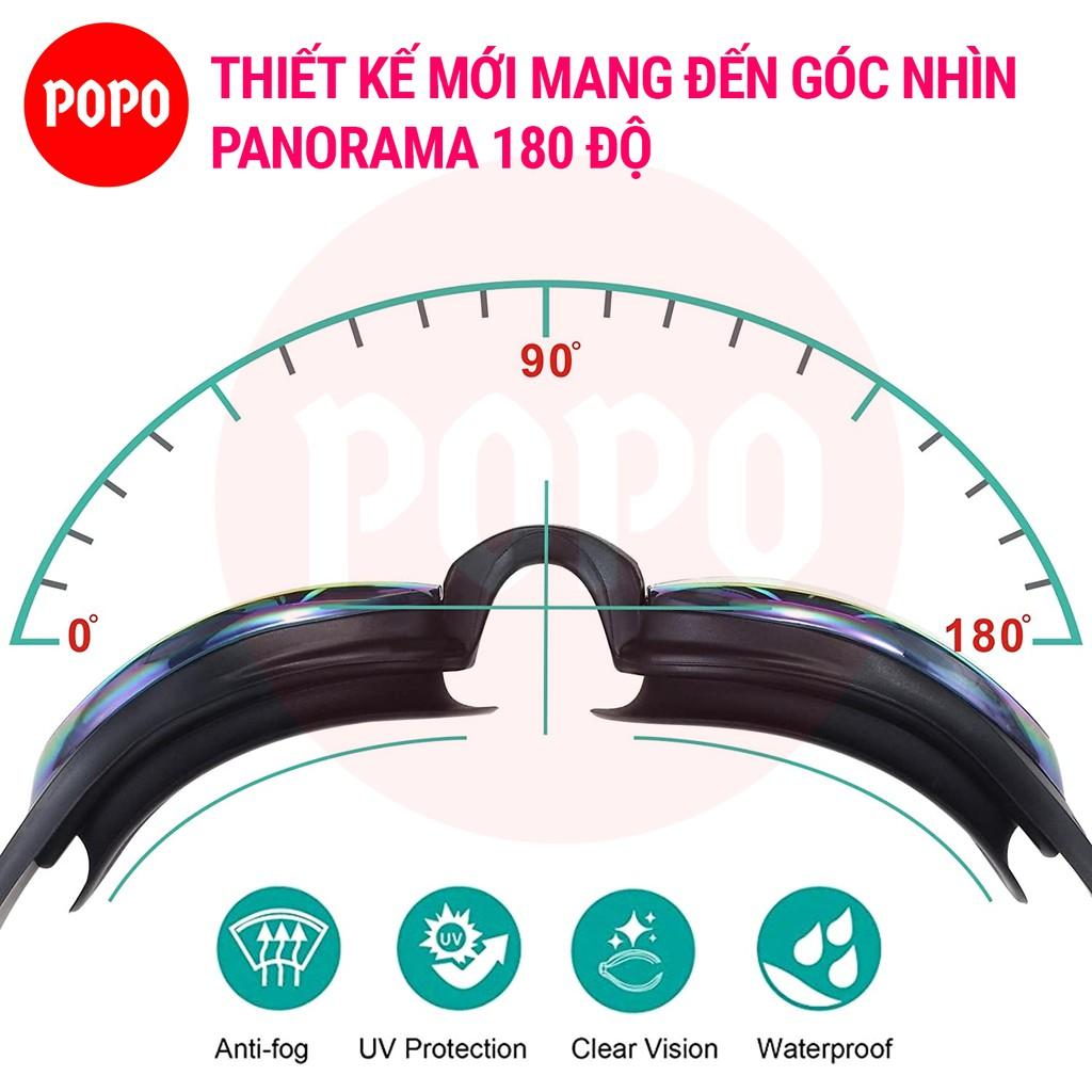 Kính bơi người lớn cản tia UV với mắt kiếng bơi tráng gương POPO2360 cho thi đấu cho nam nữ cho bé từ 8 tuổi