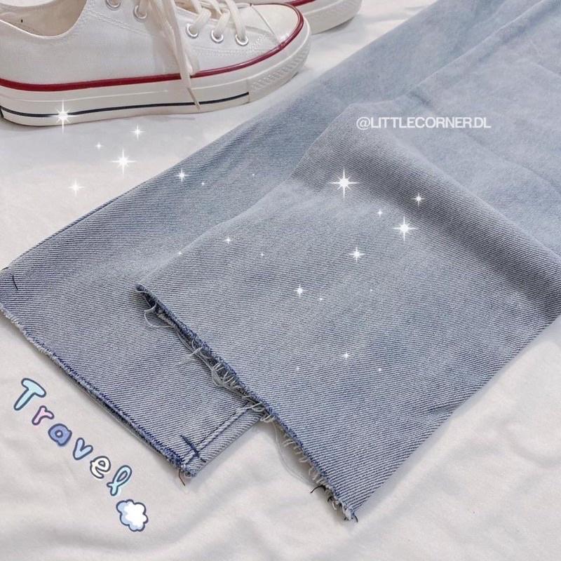 Quần Slim Jean Lưng Chun 2 Nút Rách Kiểu Nam Nữ Unisex lưng cao
