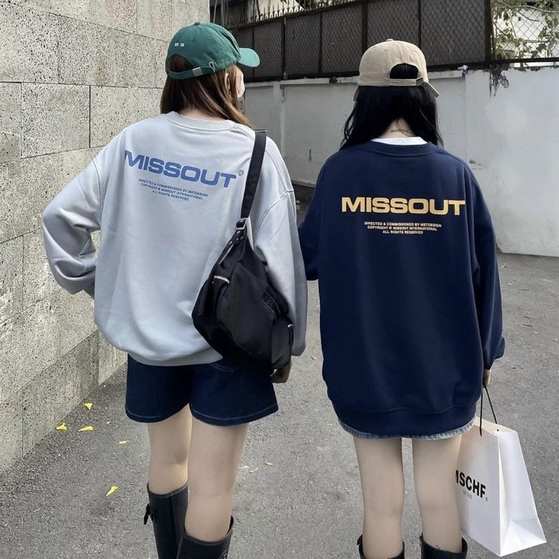 Áo sweater nỉ chân cua Unisex MISSOUT màu XANH LÁ/NÂU/KEM/XÁM Nam nữ unisex Áo missout tay dài