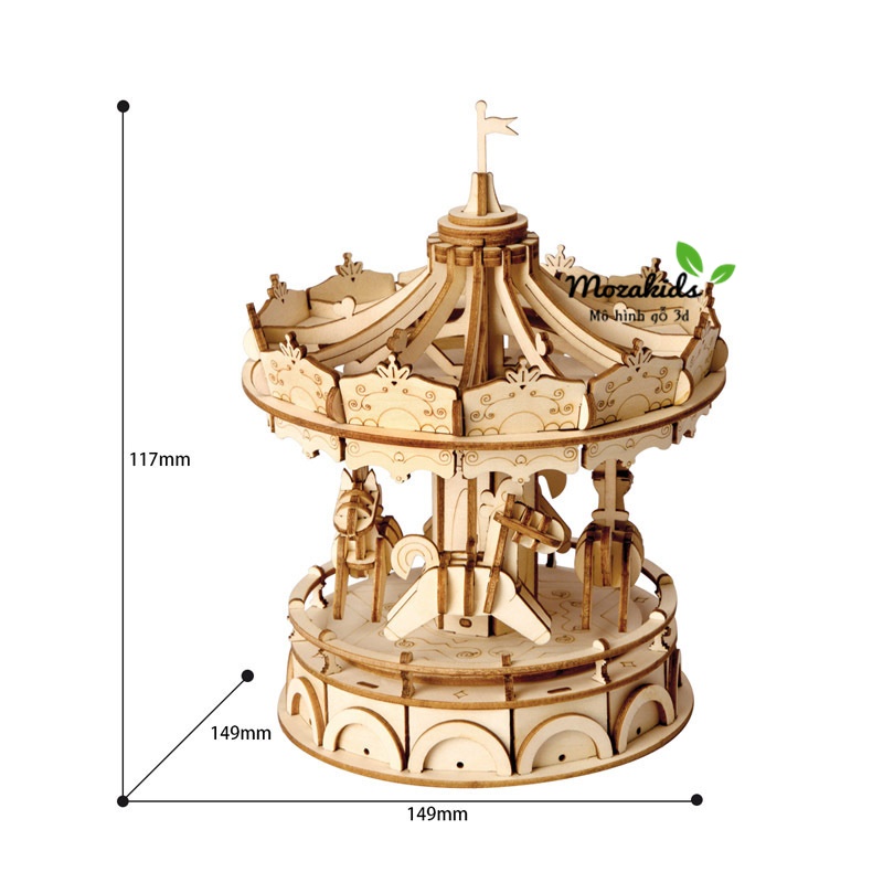 Đồ chơi lắp ráp gỗ 3D Mô hình Vòng Quay Ngựa gỗ Merry-Go-Round TG404