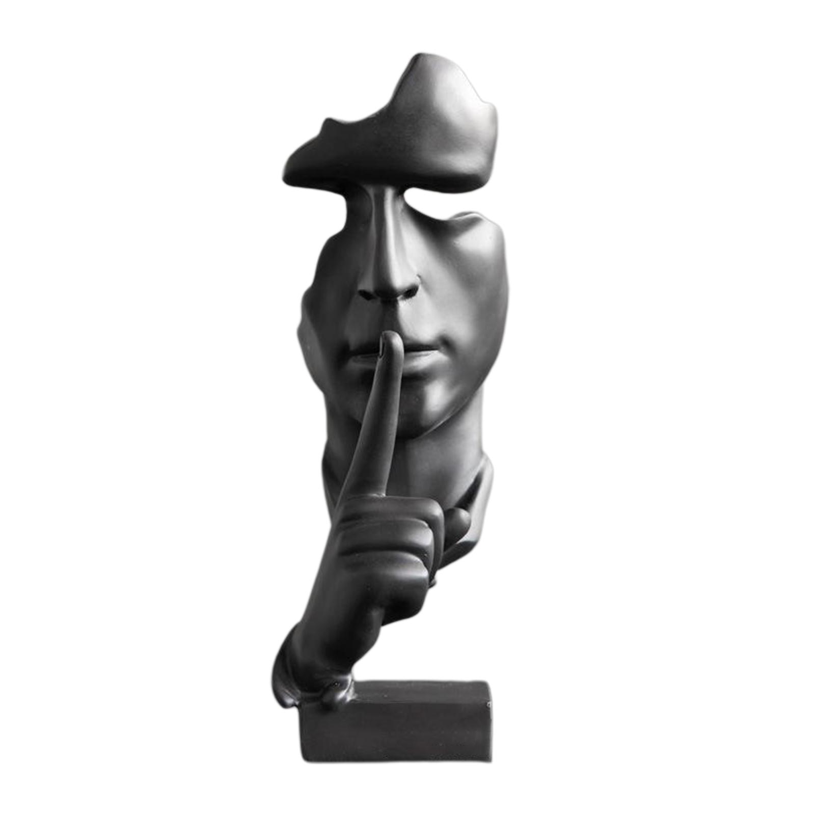 Silence is Golden Statue Thinker Sculpture Abstract Keep Silent