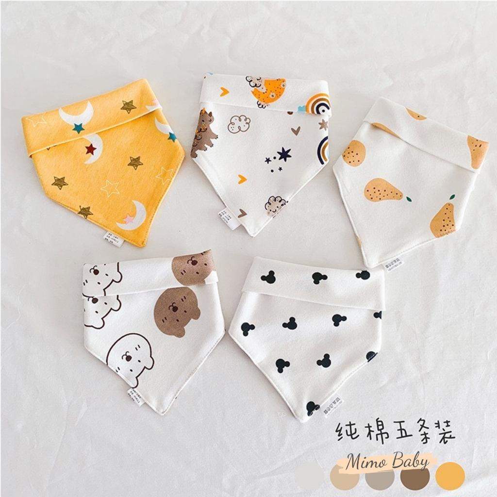 Set 5 yếm cổ tam giác chất liệu cotton in hình đáng yêu cho bé YC14 Mimo baby