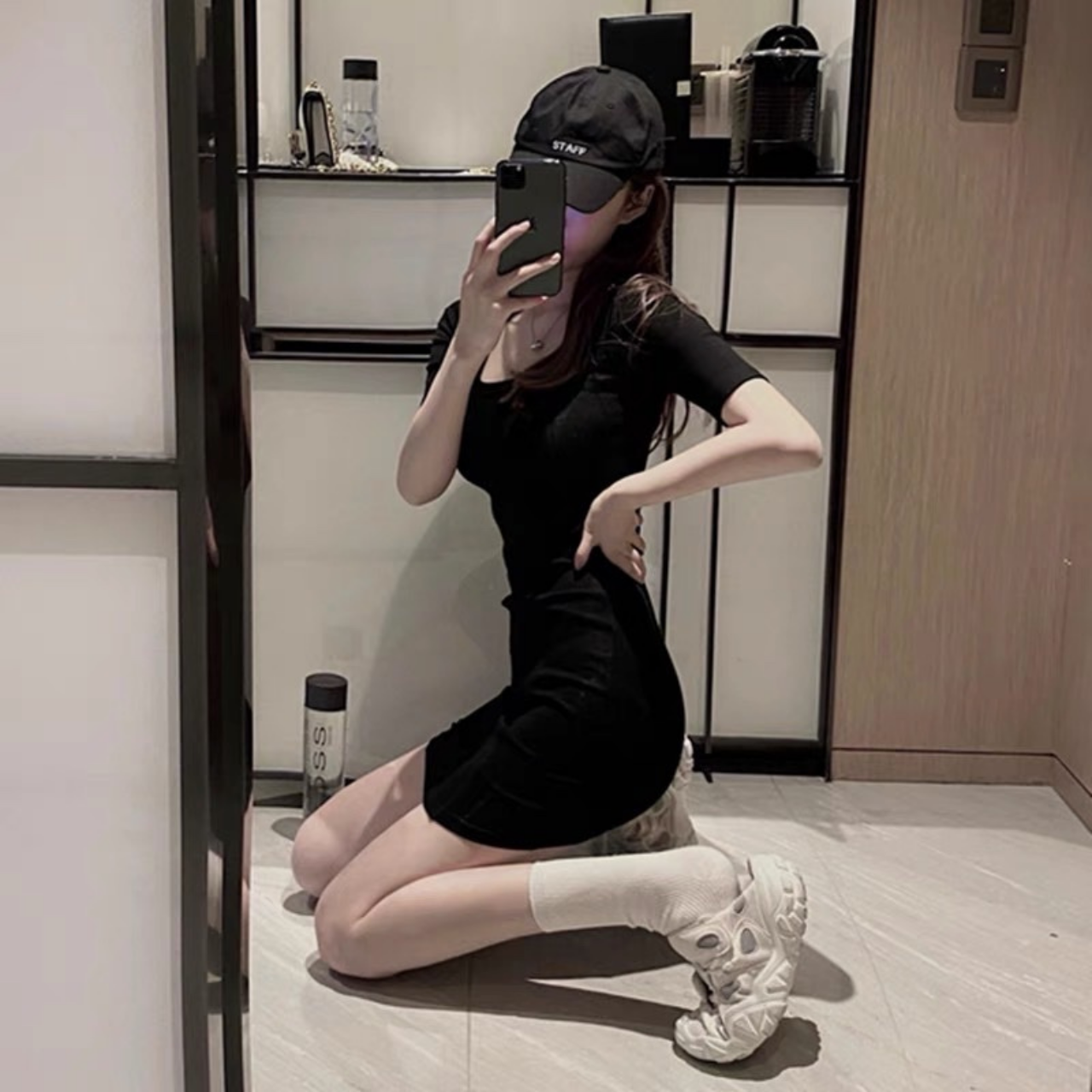 Đầm nữ ngắn tay body cổ U - Váy body dáng ngắn phong cách Hàn Quốc
