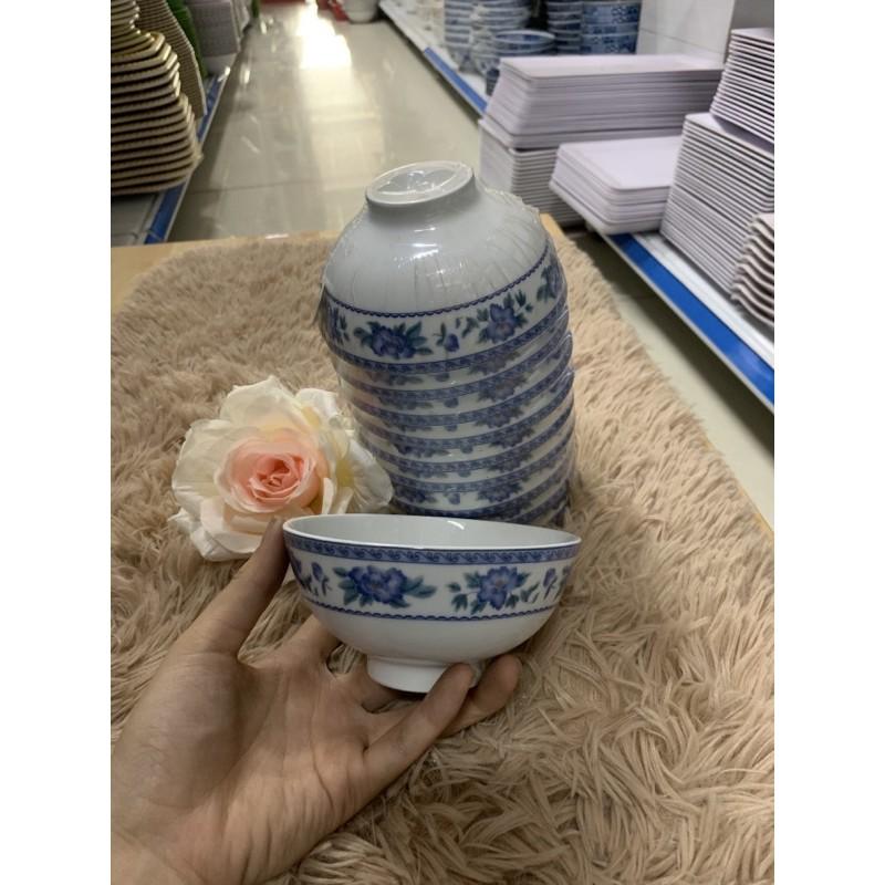 Chén cơm viền hoa xanh