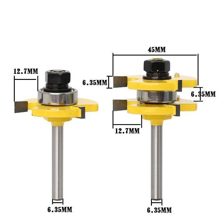 Bộ mũi phay ghép ván sàn cốt 6.35mm