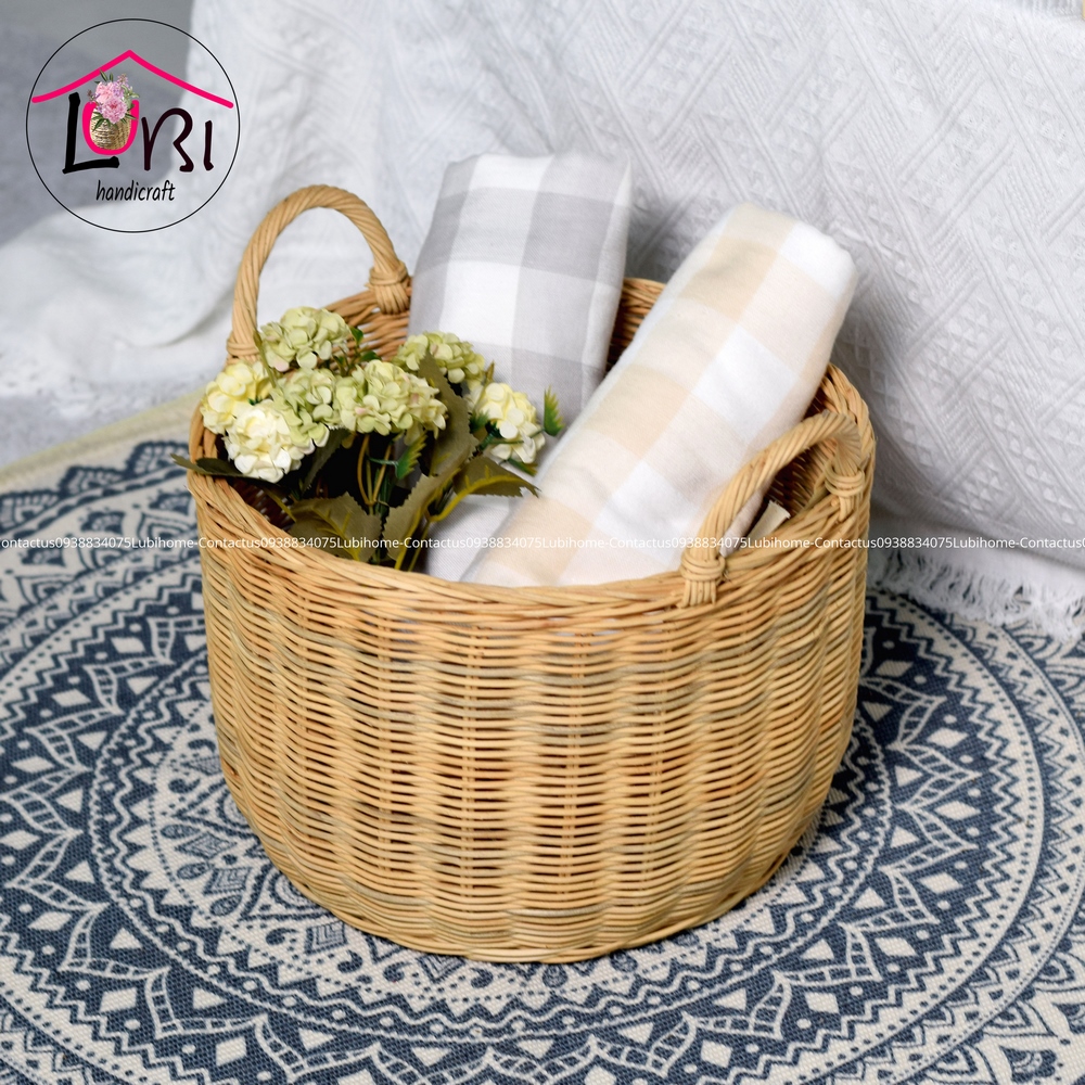 Lubihandicraft - Sọt mây tròn đáy bầu đựng đồ bộ 4 - sang trọng, tinh tế