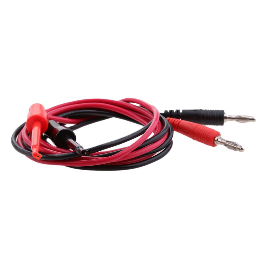2Pcs 4mm Banana Plug to Medium Test Hook Clip Cable for Electrical Testing