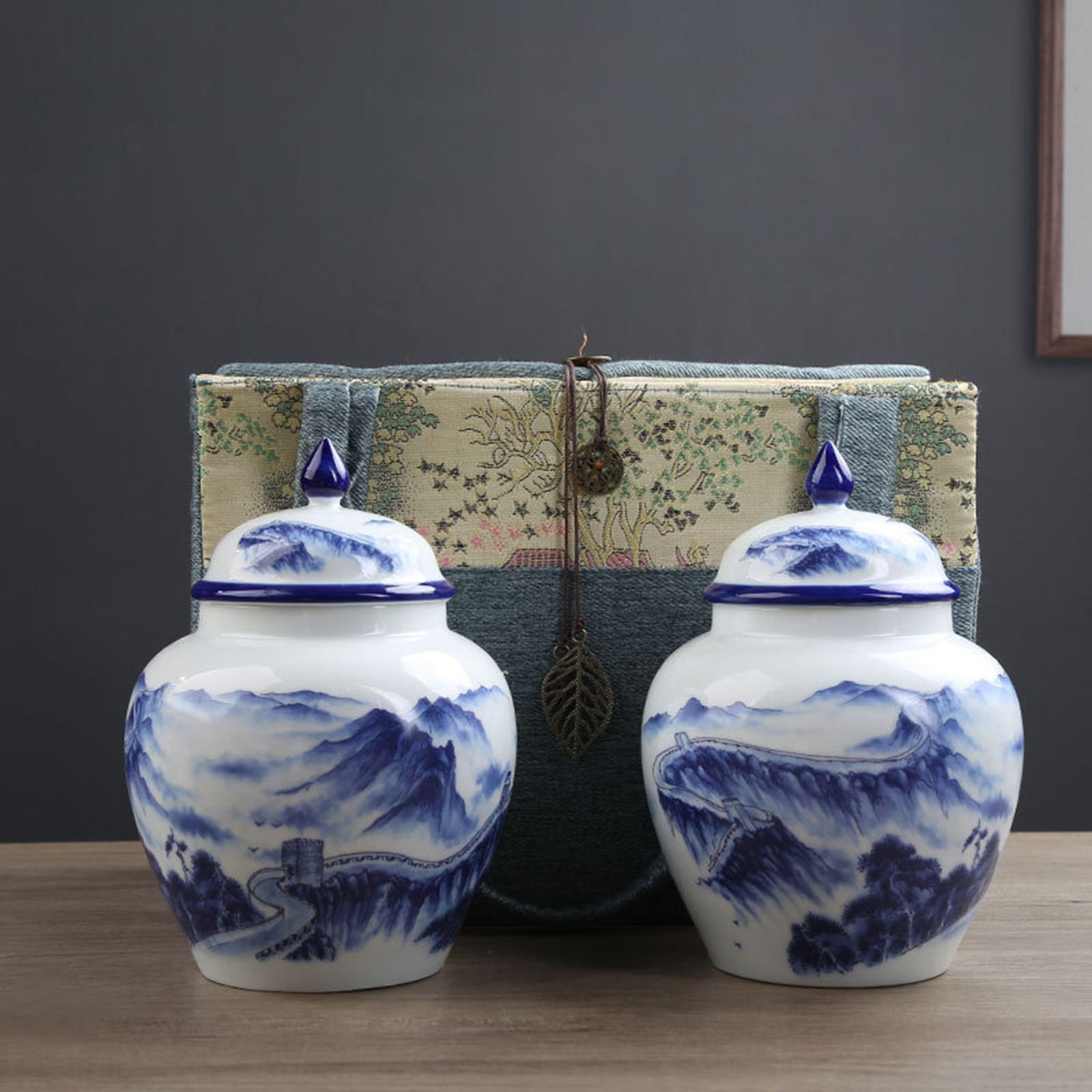 Ancient Chinese Style Ceramic Ginger Jar Storage Jar Can Flower Vase Glazed