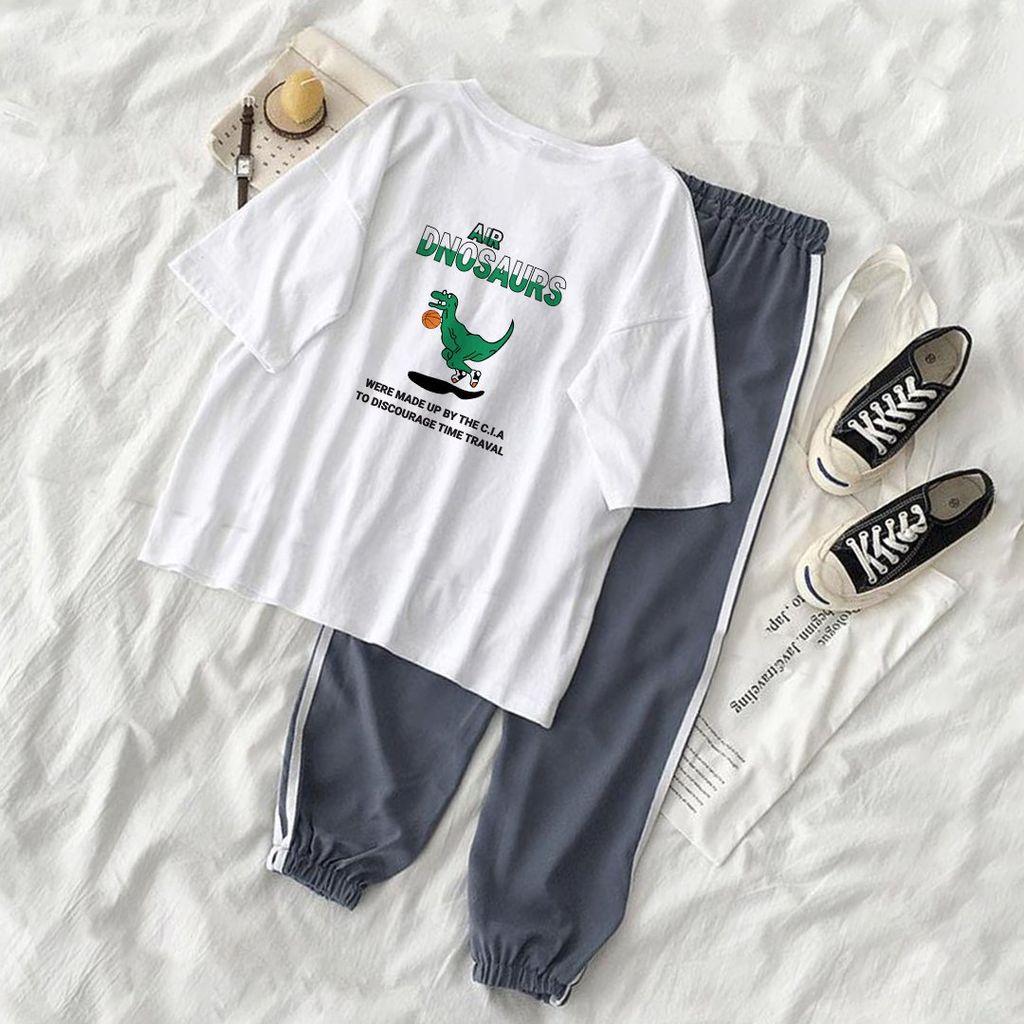Quần jogger set áo quần jogger Line in chữ Dnosaur unisex nữ nam phong cách hàn quốc siêu đẹp – ST60 – babitrendy