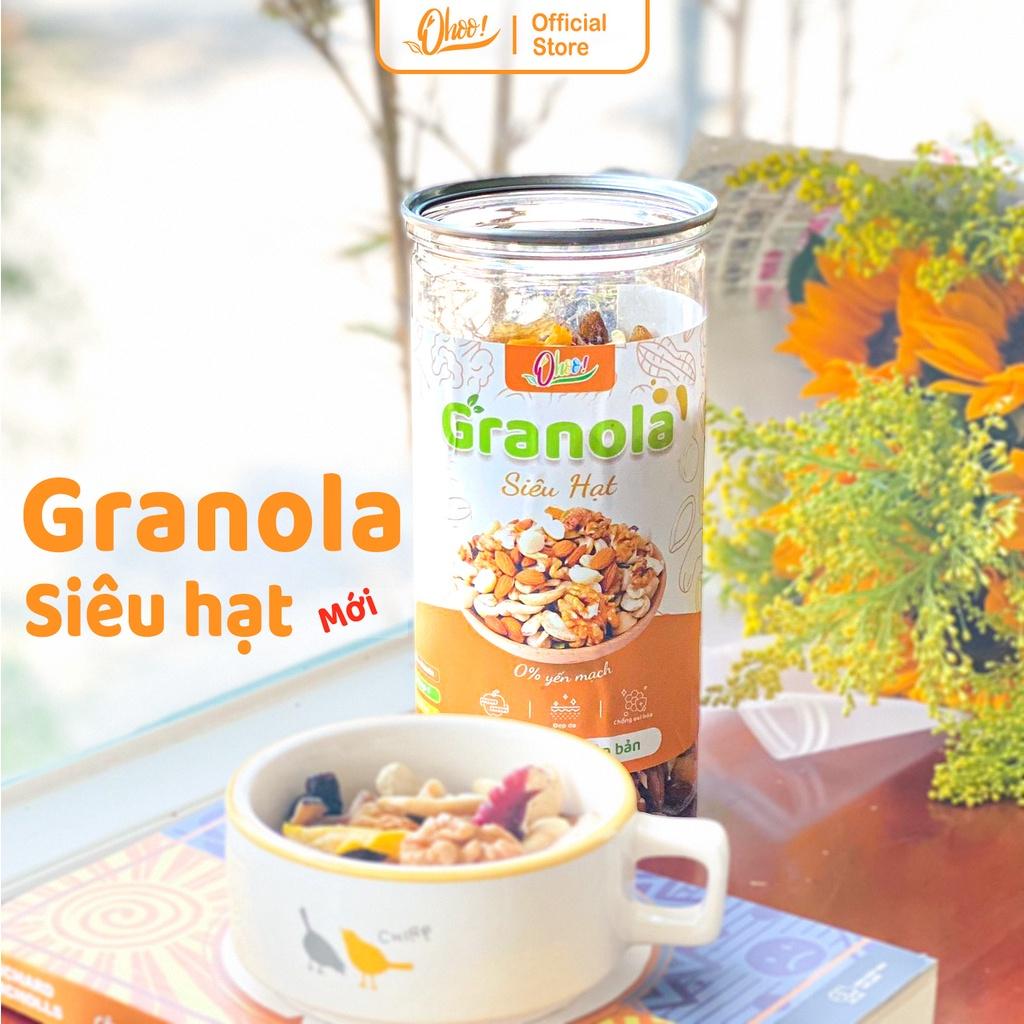 Ngũ Cốc Granola Siêu Hạt Không Yến Mạch 500g, Nhiều Hạt Macca, Vị Nguyên Bản, Hỗ Trợ Ăn Kiêng, Đồ Ăn Vặt Dinh Dưỡng