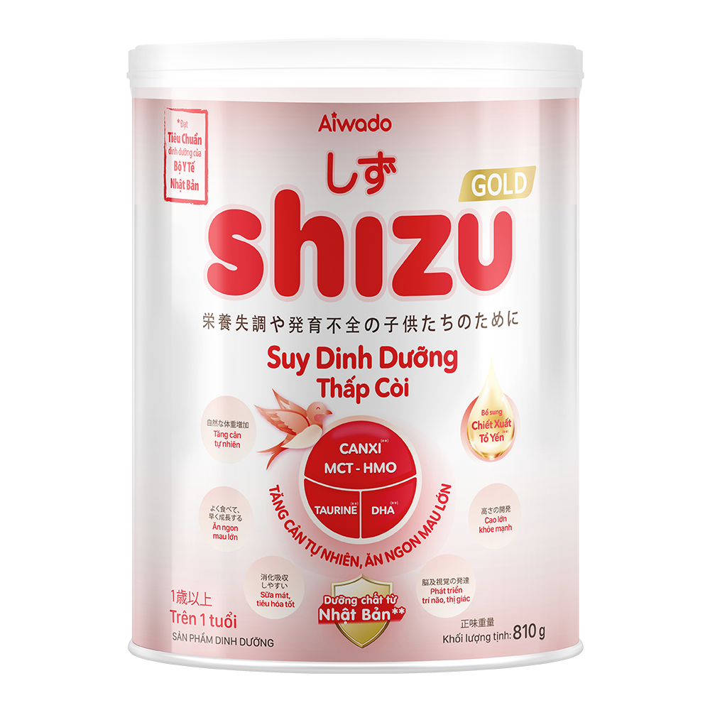 Sữa bột Aiwado Shizu Gold Suy Dinh Dưỡng Thấp Còi 1+ 810g (trên 12 tháng)