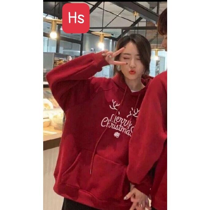 Áo hoodie merry chirsmast màu đỏ tôn da thích hợp mọi loại da