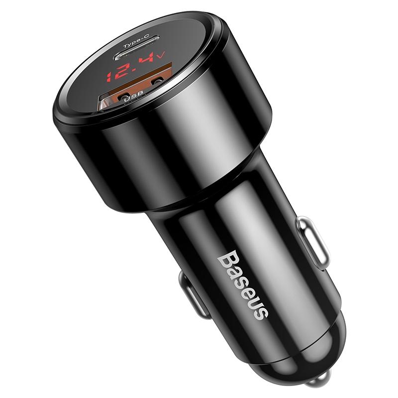 Sạc 02 cổng 45W USB A và Type C trên xe hơi Baseus Magic PPS Digital Display Intelligent Dual Quick Charge - Hàng chính hãng