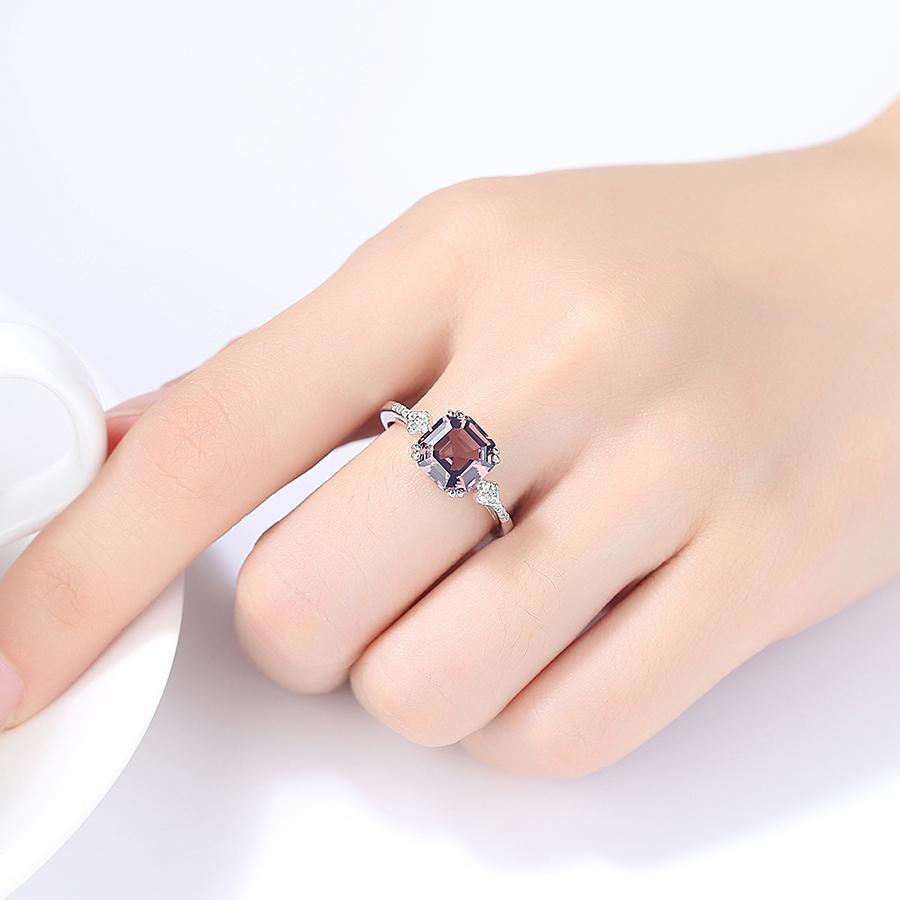 Nhẫn Bạc Nữ S925 Đính Đá Nâu Mặt Vuông Quý Phái, Sang Trọng - N2392 - Bảo Ngọc Jewelry