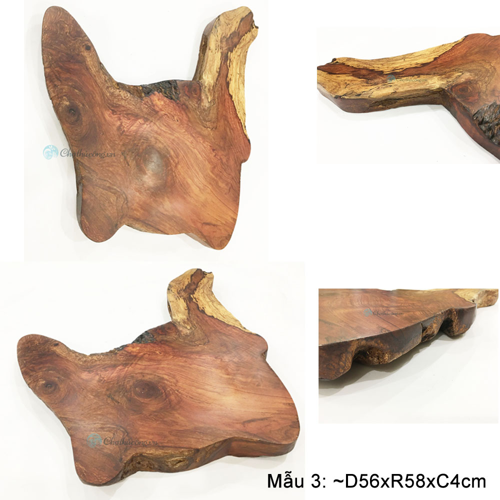 Khay trà gỗ Cẩm nguyên khối vân đẹp sang trọng, hình dáng độc đáo, decor trà đạo