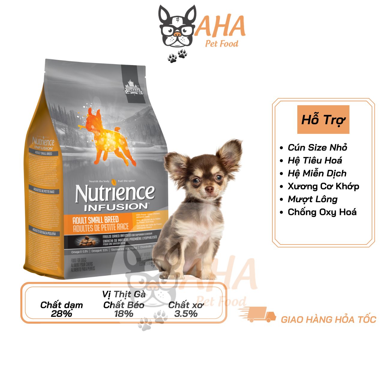 Thức Ăn Cho Chó Chihuahua Nutrience Infusion Bao 500g Dầu Cá Hồi, Da Lông Bóng Mượt - Thịt Gà, Rau Củ Quả, Trái Cây