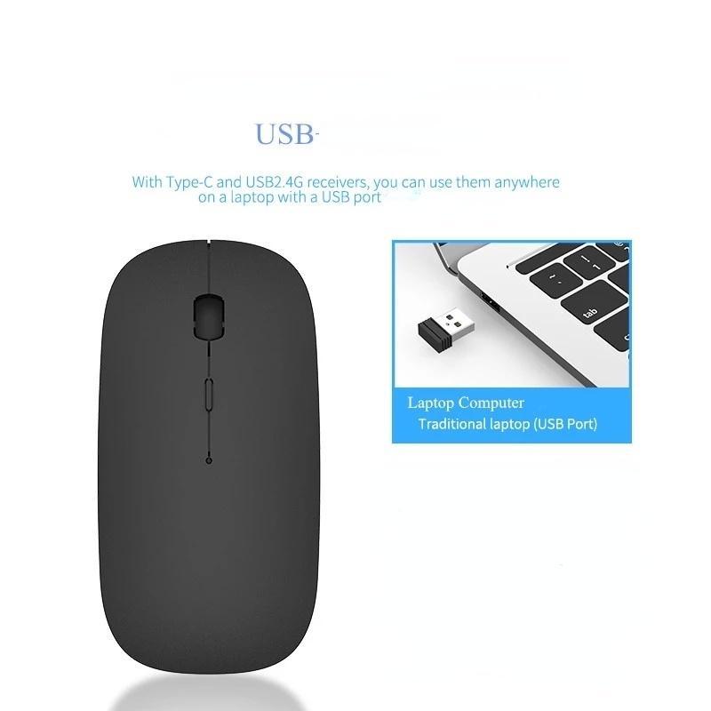 1 Chuột không dây Sạc USB 2.4G Không Ồn Cho Laptop / PC / Điện Thoại Thông Minh