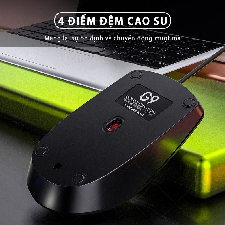 Chuột máy tính có dây TEKKIN G9 giá rẻ gaming văn phòng 1200DPI công thái học làm việc và chơi game cho pc laptop - hàng chính hãng