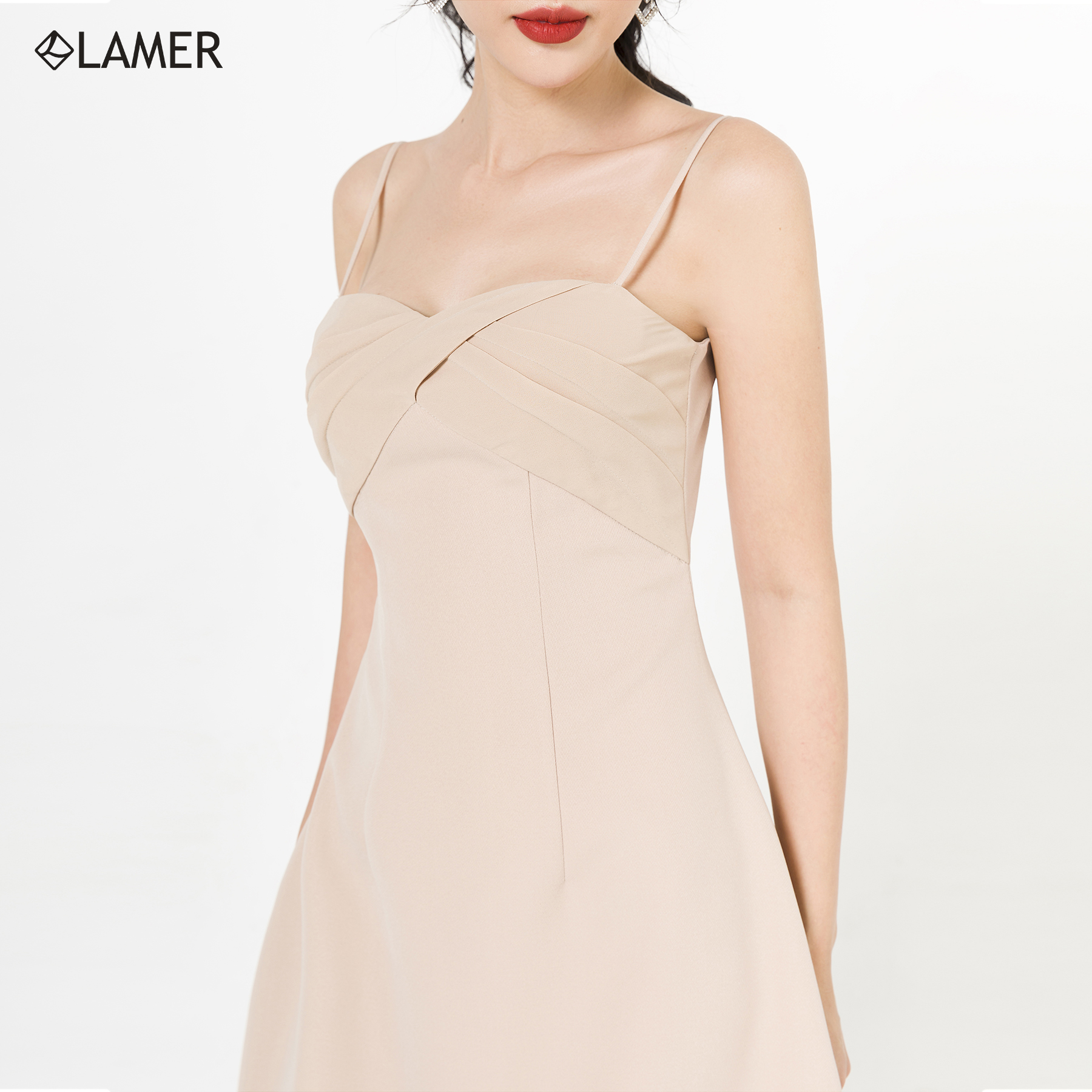 Đầm dạ hội 2 dây xếp ngực LAMER S63L20Q025