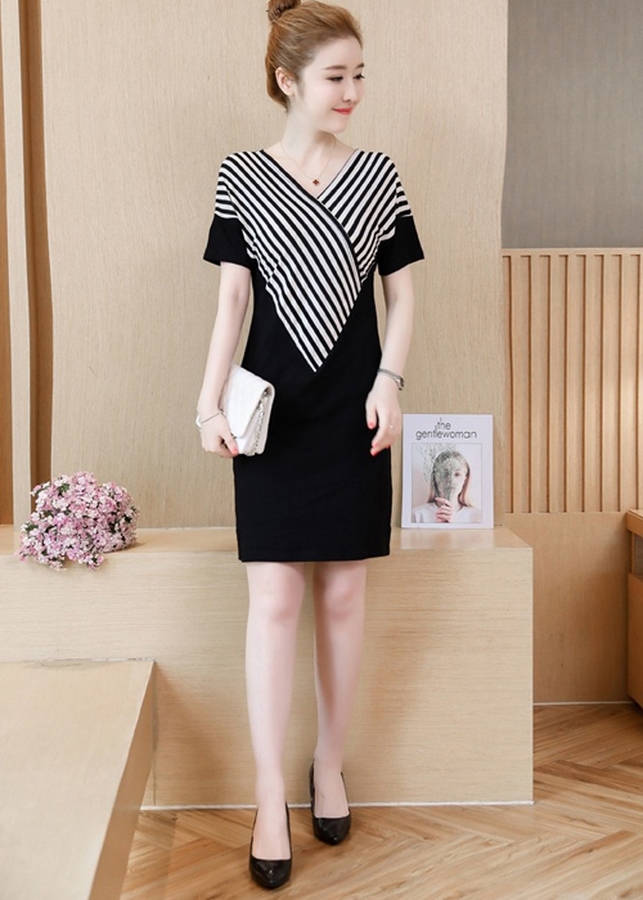 Đầm Nữ Suông Họa Tiết DS989 - Đen