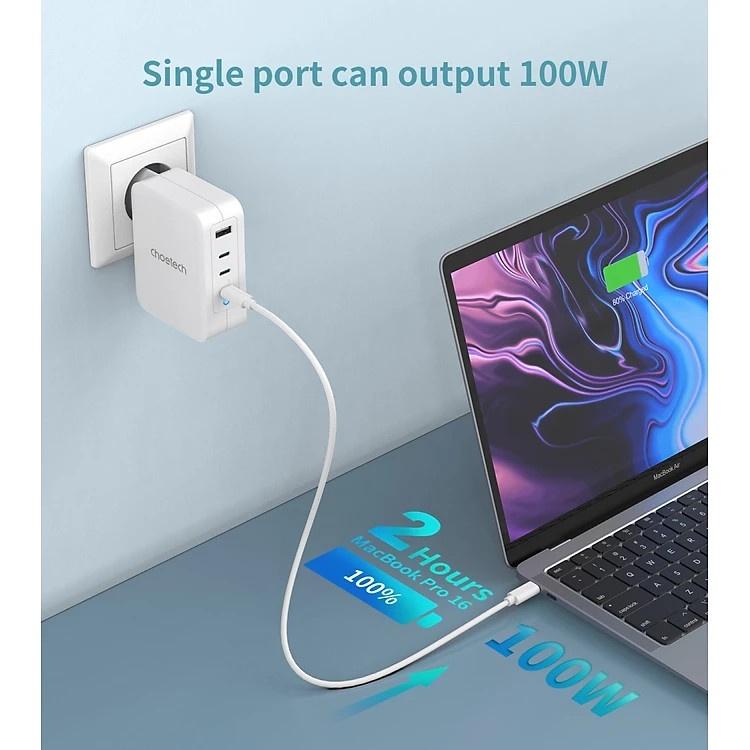 Củ sạc siêu nhanh 130w (3*USB C+ 1*USB A) Choetech PD6001- Hàng chính hãng