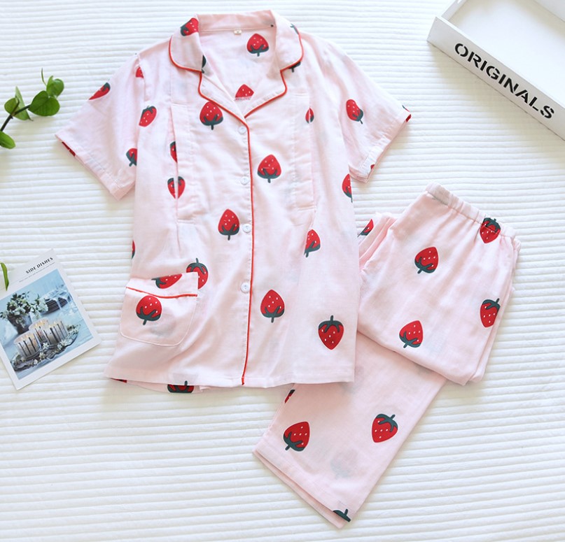 Pijama sau sinh thô đũi ngắn tay Azuno AZ2808 có thiết kế cho con bú