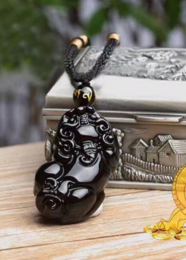 Mặt Dây Chuyền Tỳ Hưu Opal Đen Tự Nhiên Tặng Dây Đeo 45CM
