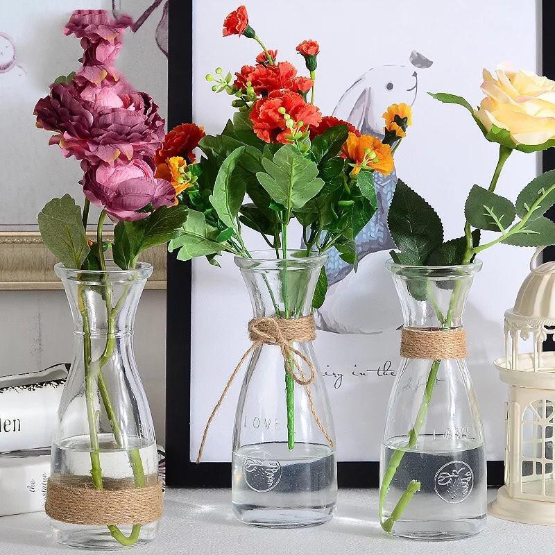 Lọ thủy tinh LOVE thắt eo 350ML cắm hoa trang trí cực xinh