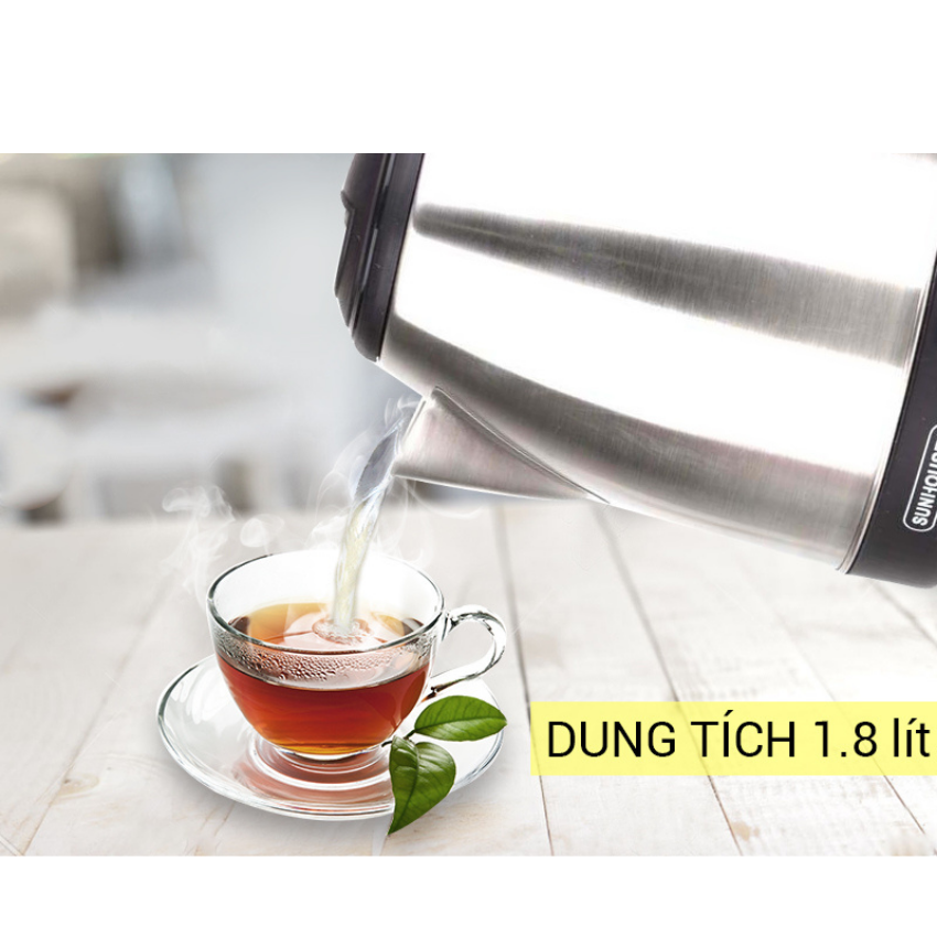 Ấm siêu tốc sunhouse SHD1182-ấm đun nước siêu tốc inox 1 lít 8-bảo hành 12 tháng toàn quốc